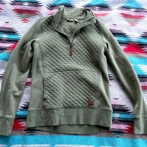 L.L. Bean Green Quilted Quarter Zip Pullover